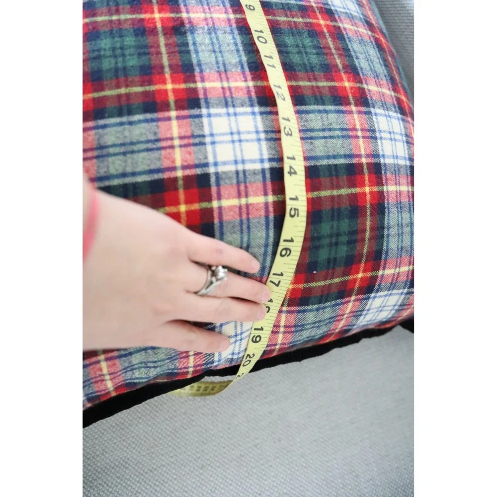 Lauren Ralph Lauren Plaid Throw Pillow Red‎ Green Blue Cotton Tartan Square
